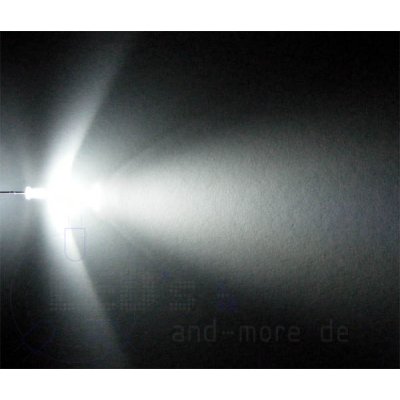 klares Ultrahelles 3mm LED Weiß 9000 mcd 30°