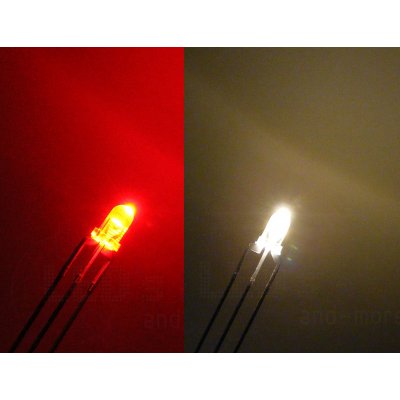 3mm LED klar DUO Warm Weiß Rot gemeins. Pluspol Anode