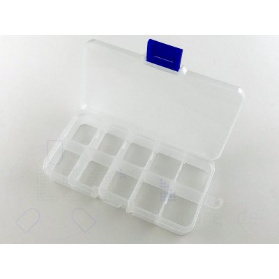Sortierbox Kunststoff Box klein transparent 10 Fächer variabel