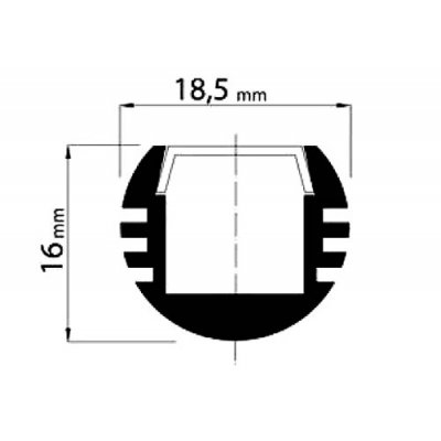 Lampen nach Maß 50-100cm Alu Profil Rund 18,5x16mm f. LED-Bänder