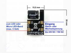 Einstellbare Micro KSQ AC/DC 6-24 Volt / 50 mA Platine 20x15,5mm