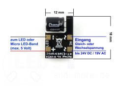 Einstellbare Micro KSQ AC/DC 6-24 Volt / 200 mA Platine 20x15,5mm
